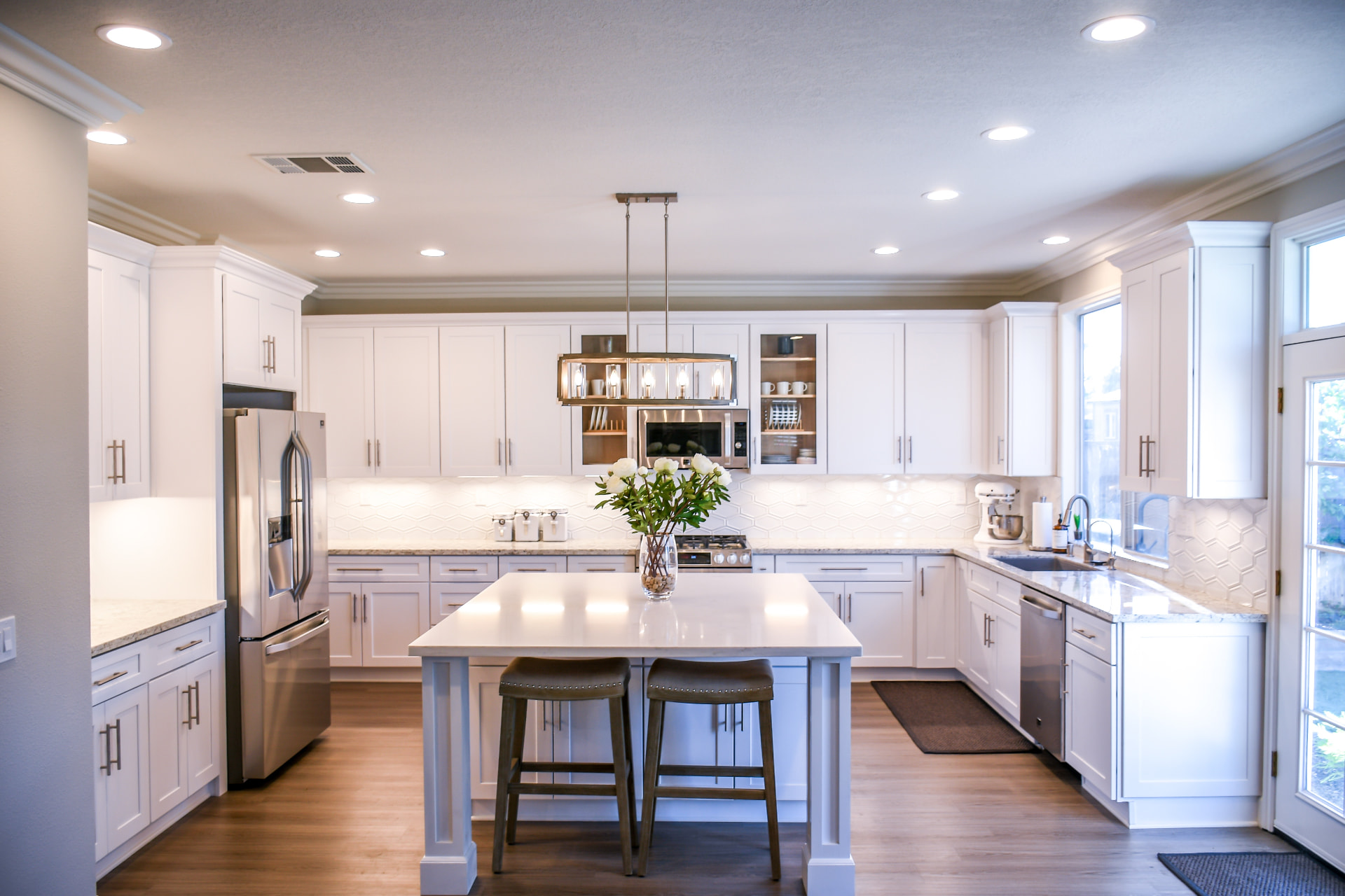 Open-Concept White Kitchen — completed